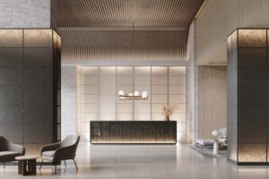 Hotel render featuring 2022 Fasara Glass Films collection